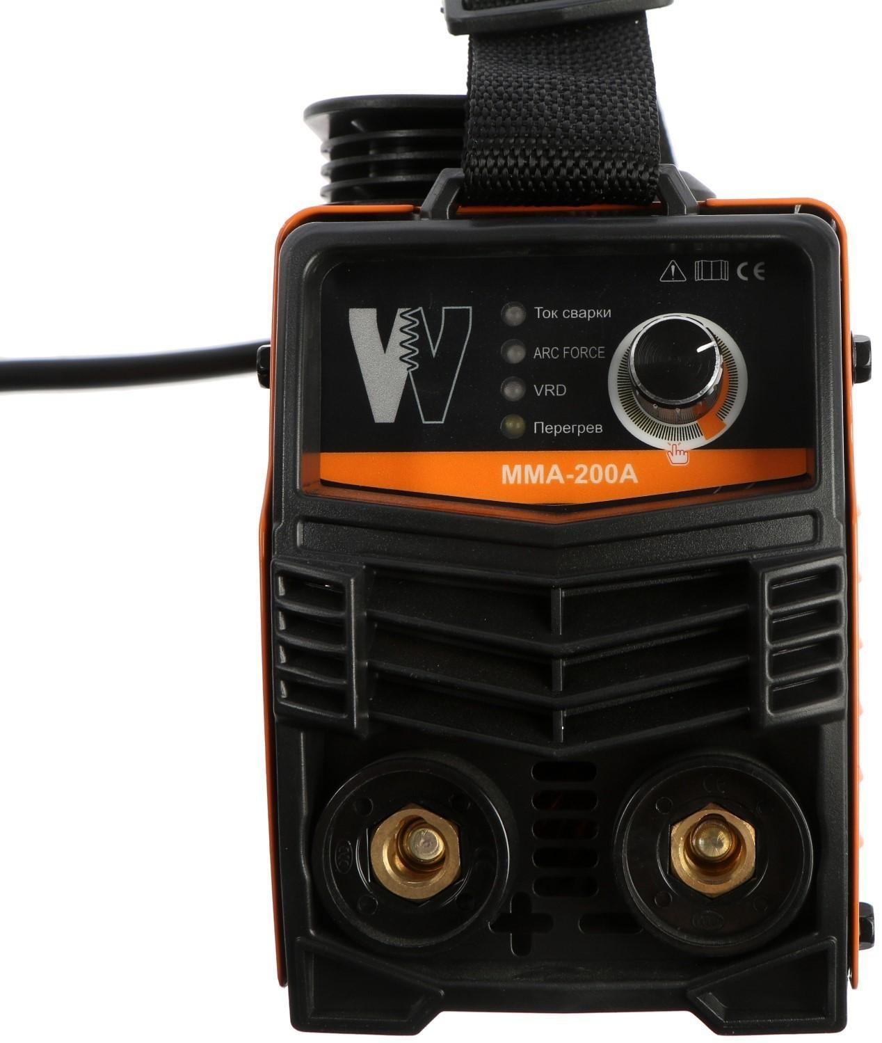Сварочный аппарат Welder MMA-200A, 4.4 кВт, 20-200 А, 1.6-3.2 мм, 2 кабеля, плечевой ремень