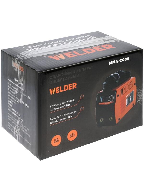 Сварочный аппарат Welder MMA-200A, 4.4 кВт, 20-200 А, 1.6-3.2 мм, 2 кабеля, плечевой ремень