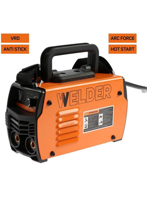 Сварочный аппарат Welder MMA-200A, 4.4 кВт, 20-200 А, 1.6-3.2 мм, 2 кабеля, плечевой ремень