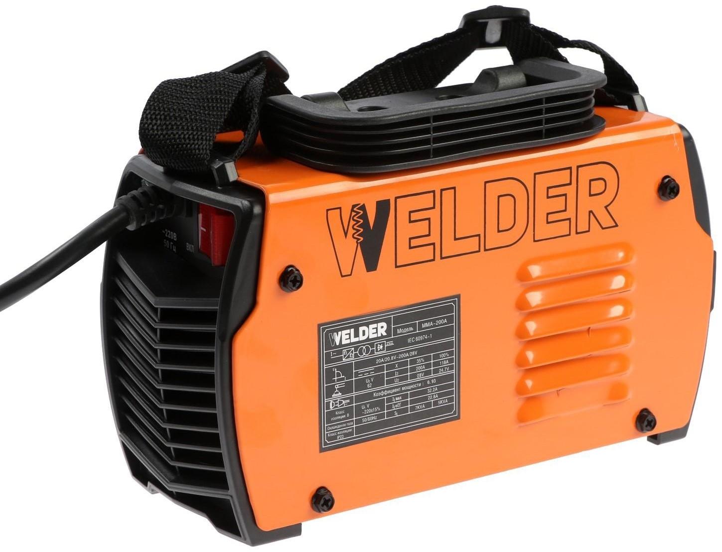 Сварочный аппарат Welder MMA-200A LCD, 4.4 кВт, 20-200 А, 1.6-3.2 мм, LCD дисплей, 2 кабеля