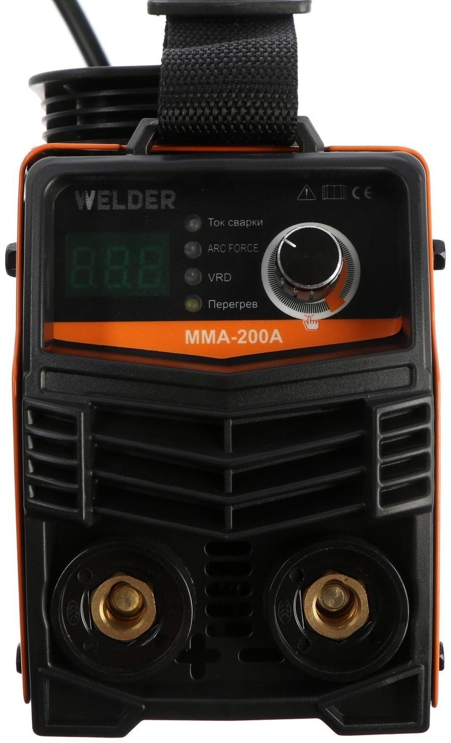 Сварочный аппарат Welder MMA-200A LCD, 4.4 кВт, 20-200 А, 1.6-3.2 мм, LCD дисплей, 2 кабеля