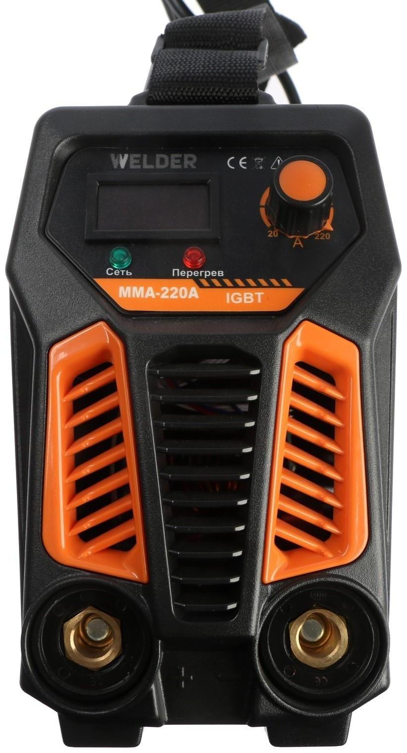 Сварочный аппарат Welder MMA-220A LCD, 5 кВт, 20-220 А, 1.6-4 мм, LCD дисплей, 2 кабеля