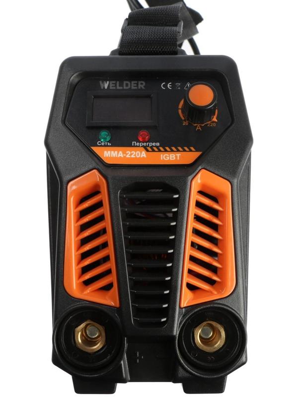 Сварочный аппарат Welder MMA-220A LCD, 5 кВт, 20-220 А, 1.6-4 мм, LCD дисплей, 2 кабеля