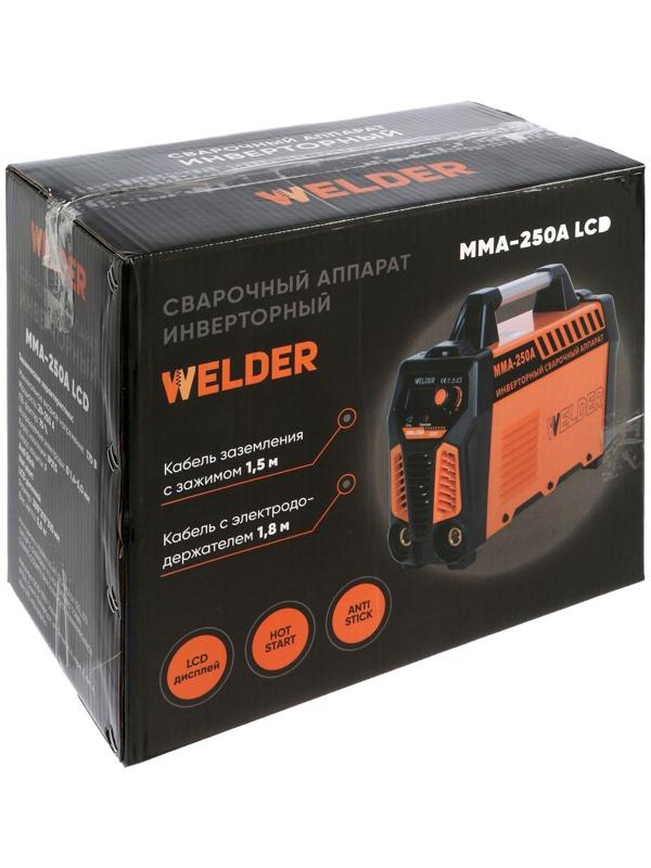 Сварочный аппарат Welder MMA-250A LCD, 6.6 кВт, 20-250 А, 1.6-5 мм, LCD дисплей, 2 кабеля