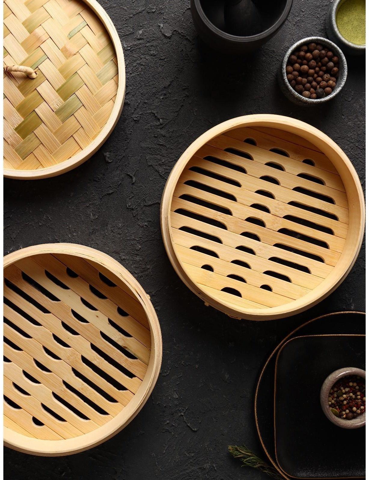 Пароварка Доляна «Восточная кухня», 2 этажа, d=21 см, бамбук