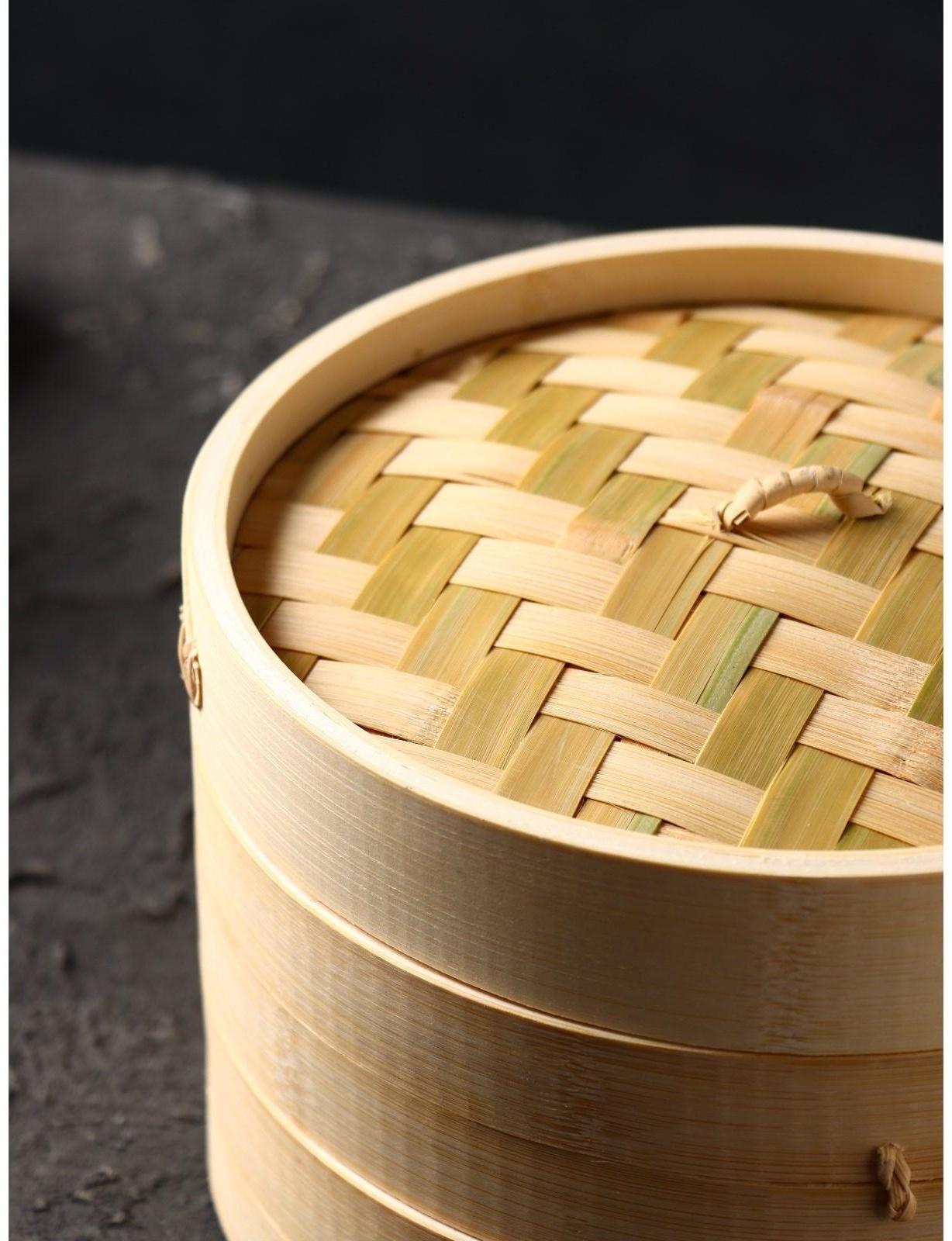 Пароварка Доляна «Восточная кухня», 2 этажа, d=21 см, бамбук