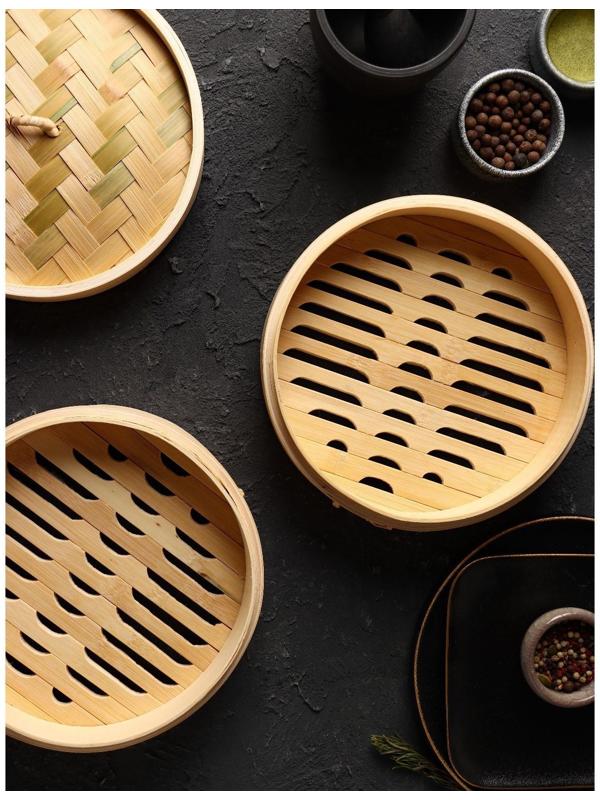 Пароварка Доляна «Восточная кухня», 2 этажа, d=21 см, бамбук