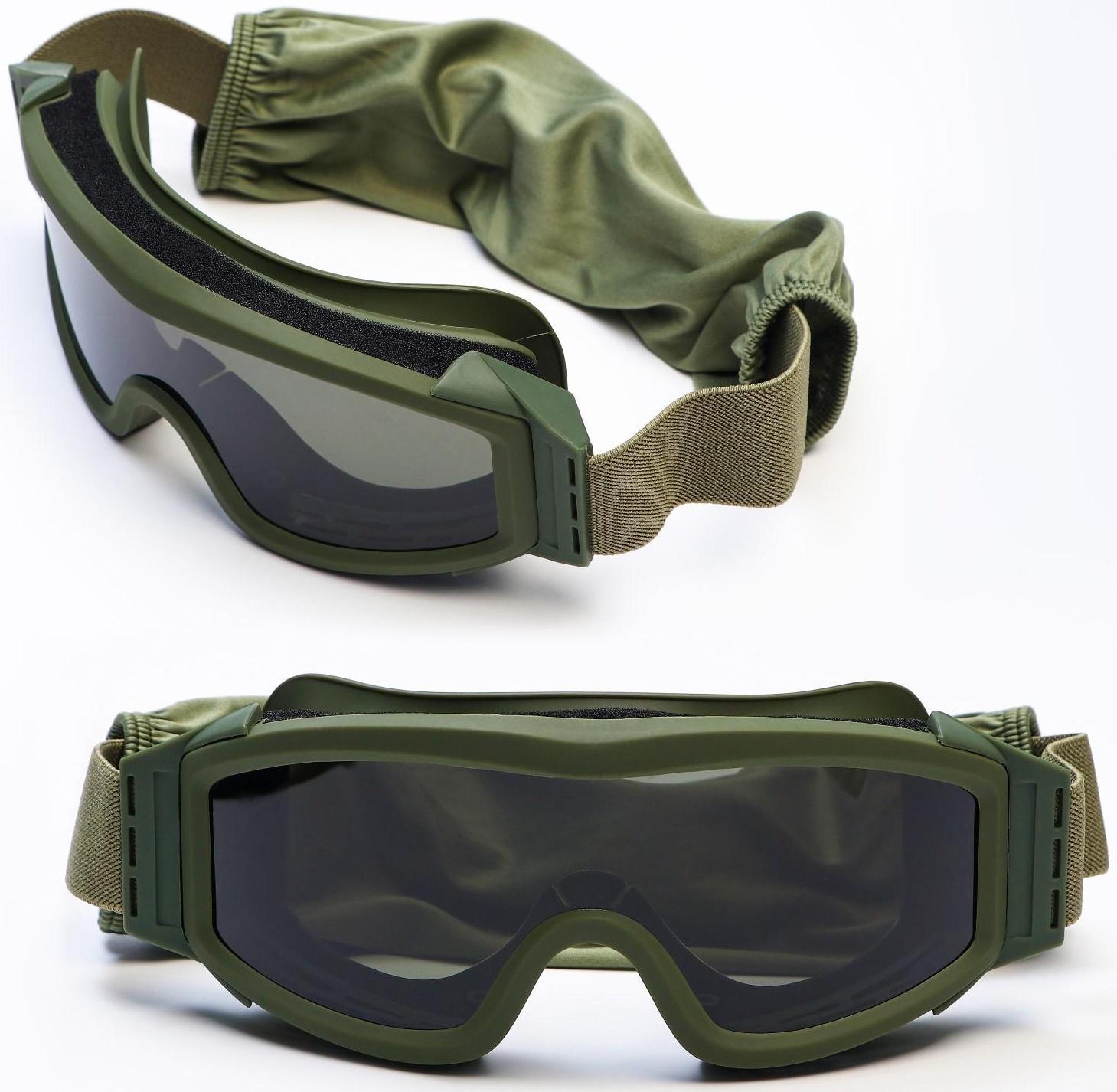 Очки тактические, на резинке, со сменными линзами 18.5х5 см