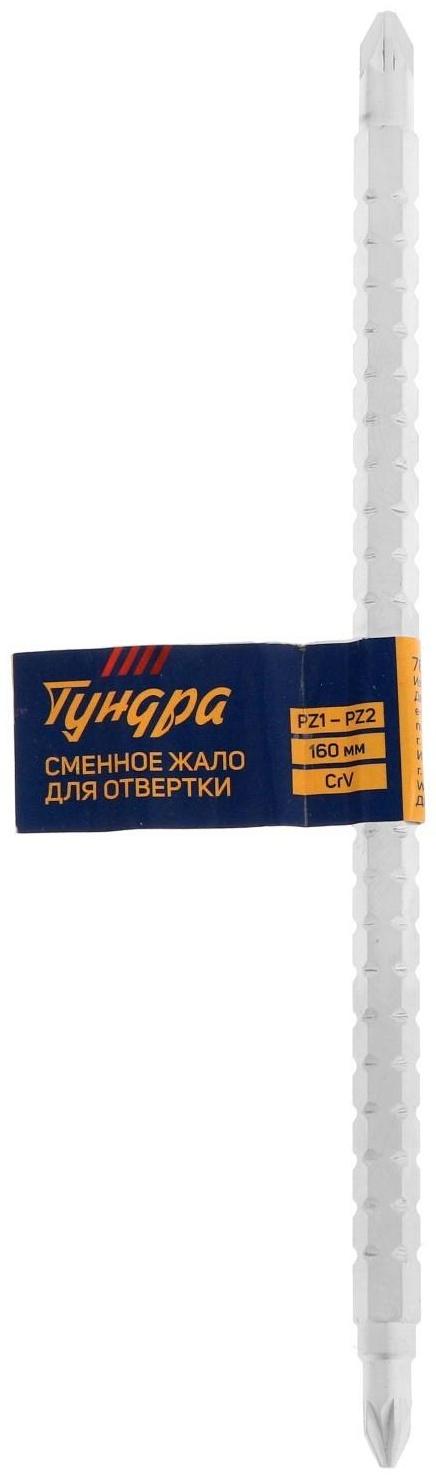 Сменное жало для отвертки ТУНДРА, CrV, двухстороннее, PZ1 - PZ2, 160 мм