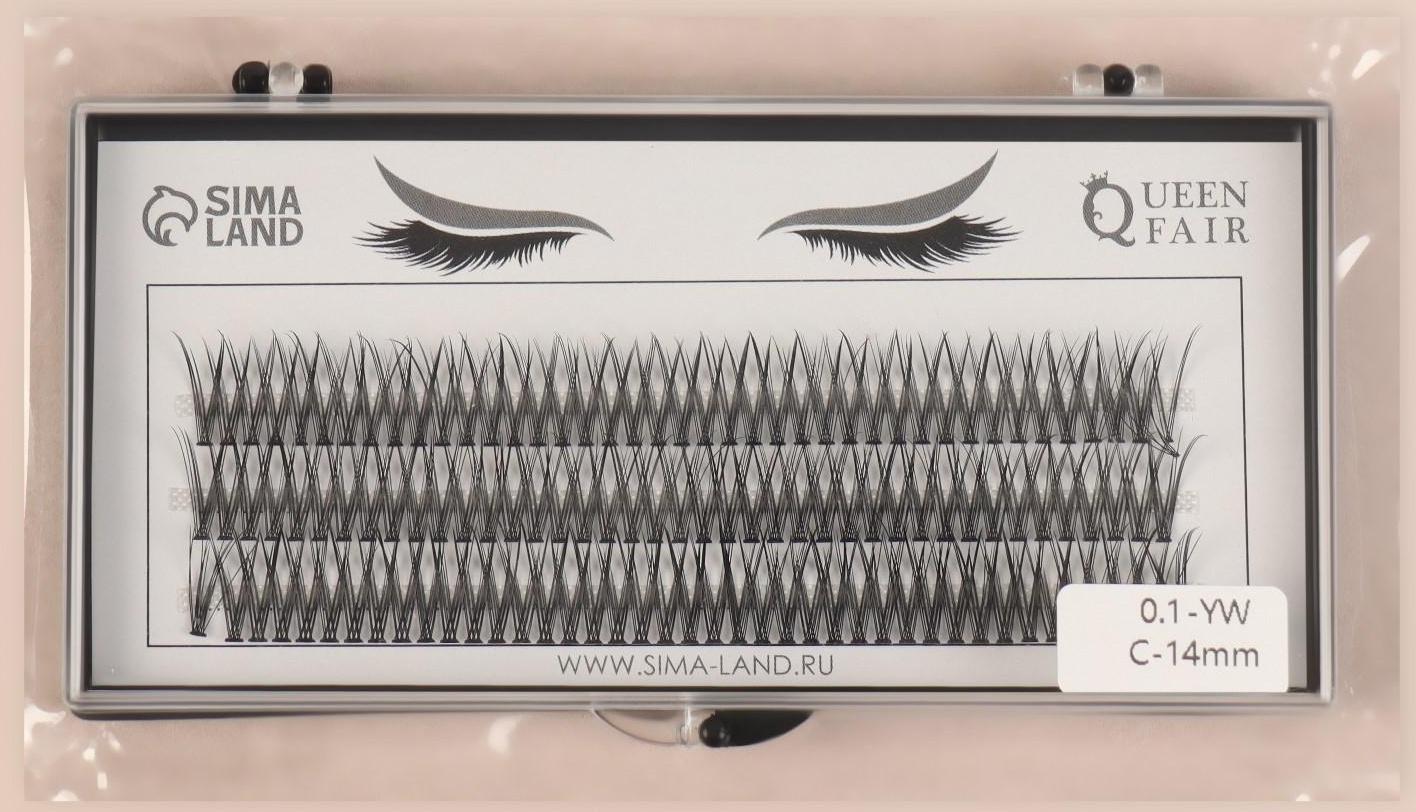 Набор накладных ресниц «Ласточкин хвост», пучки, 14 мм, толщина 0,1 мм, изгиб С, 12 D