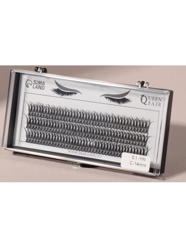 Набор накладных ресниц «Ласточкин хвост», пучки, 14 мм, толщина 0,1 мм, изгиб С, 12 D