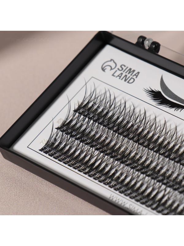 Набор накладных ресниц «Ласточкин хвост», пучки, 14 мм, толщина 0,1 мм, изгиб С, 12 D