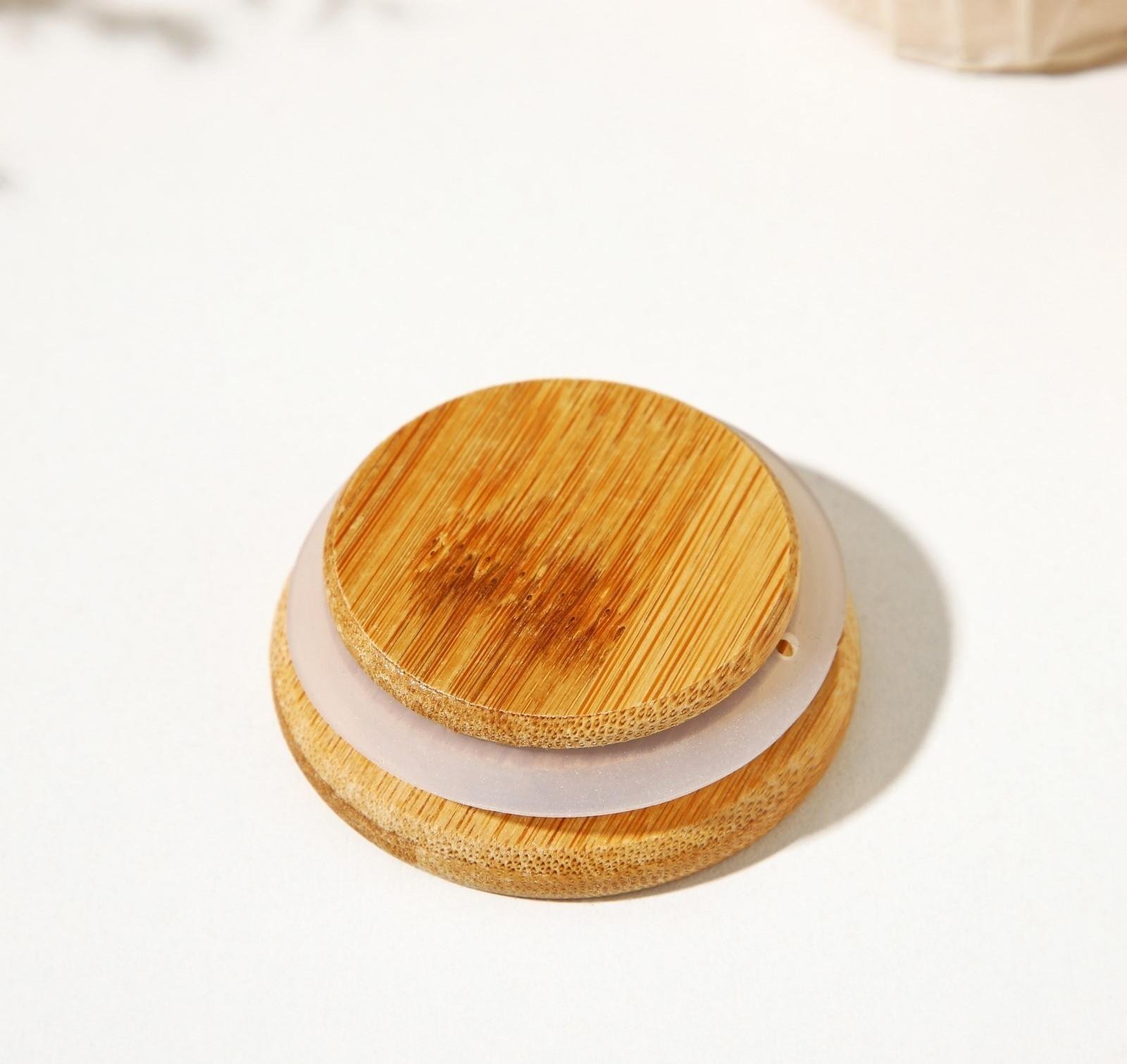 Крышка для ёмкостей Доляна, внешний d=5,5 см, внутренний d=4,6 см, бамбук