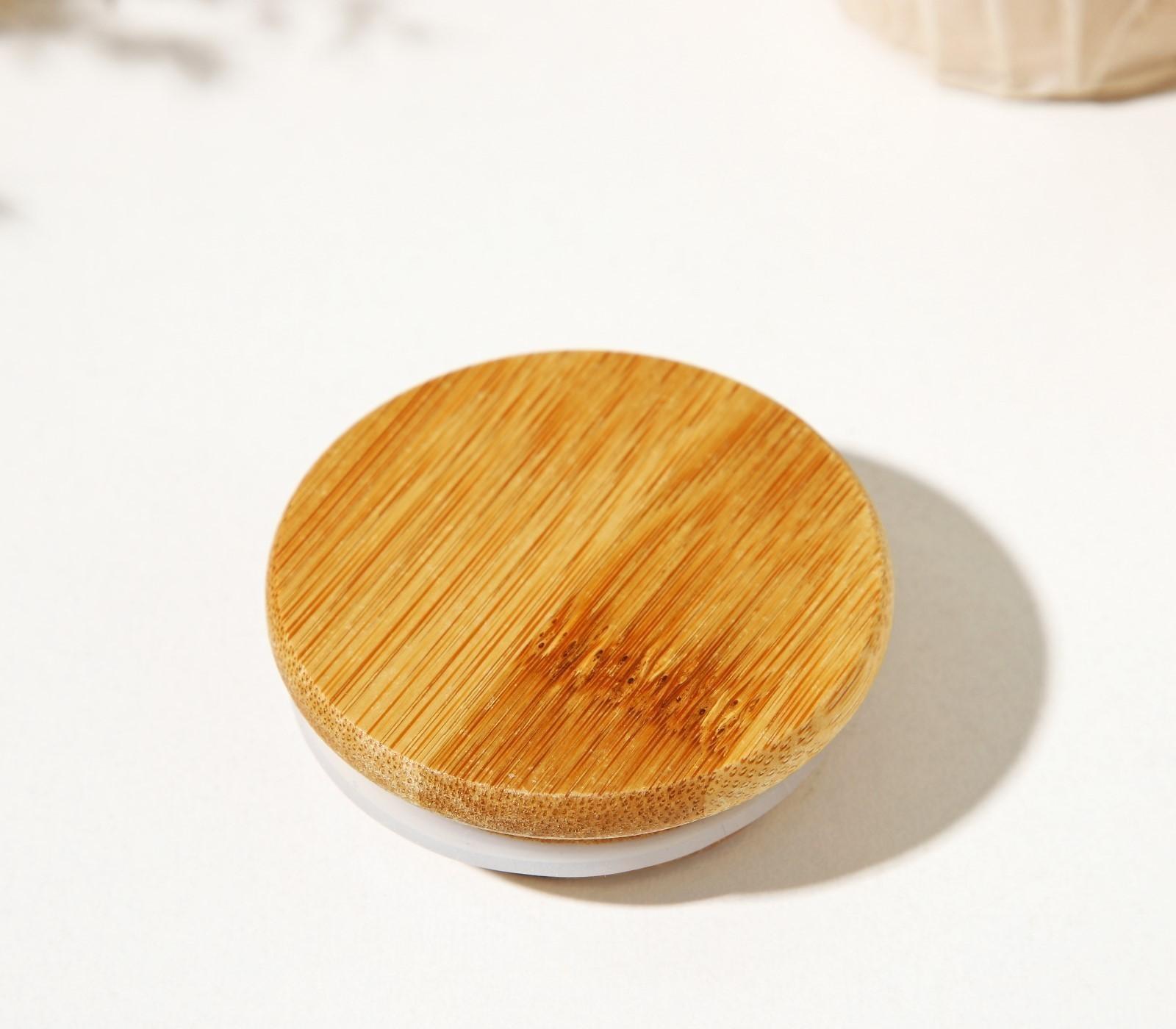 Крышка для ёмкостей Доляна, внешний d=5,5 см, внутренний d=4,6 см, бамбук