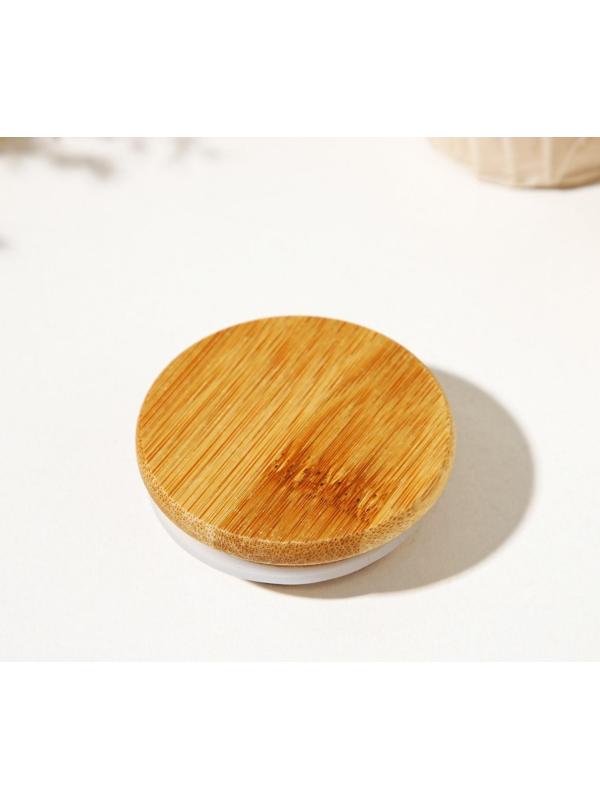 Крышка для ёмкостей Доляна, внешний d=5,5 см, внутренний d=4,6 см, бамбук