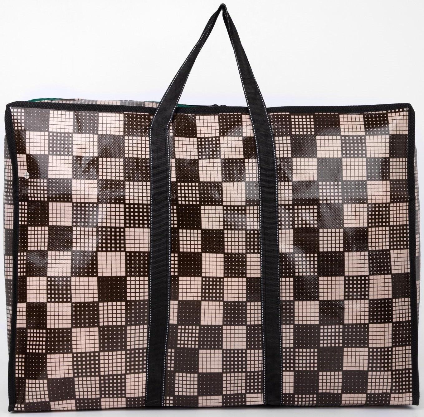 Сумка хозяйственная на молнии, 54 л, цвет коричневый/бежевый