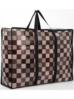 Сумка хозяйственная на молнии, 54 л, цвет коричневый/бежевый