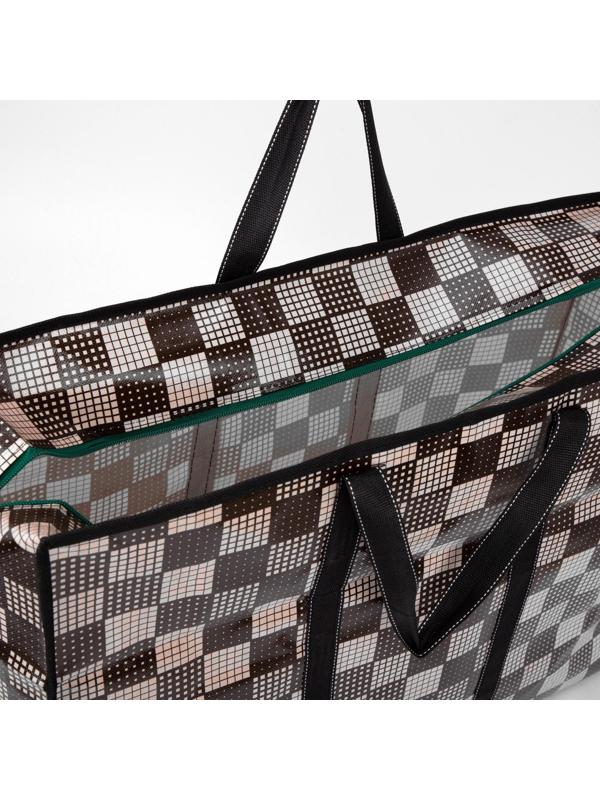 Сумка хозяйственная на молнии, 54 л, цвет коричневый/бежевый