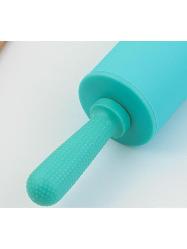 Скалка «Дома вкуснее», 31 х 4.2 см, силикон, пластик, цвет бирюзовый