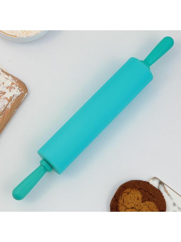 Скалка «Дома вкуснее», 31 х 4.2 см, силикон, пластик, цвет бирюзовый