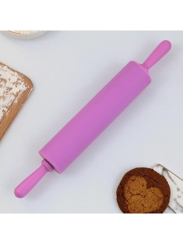 Скалка «Жена, мама, босс», 31 х 4.2 см, силикон, пластик, цвет фиолетовый