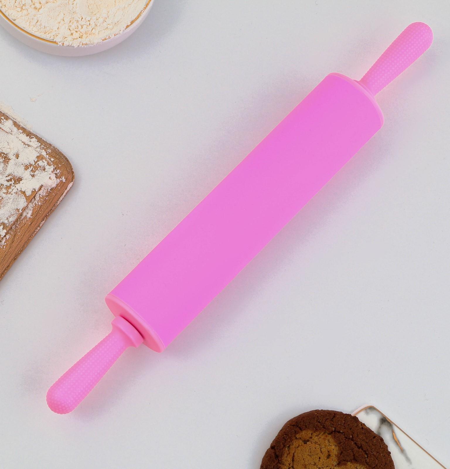 Скалка «Порадуй себя», 31 х 4.2 см, силикон, пластик, цвет розовый