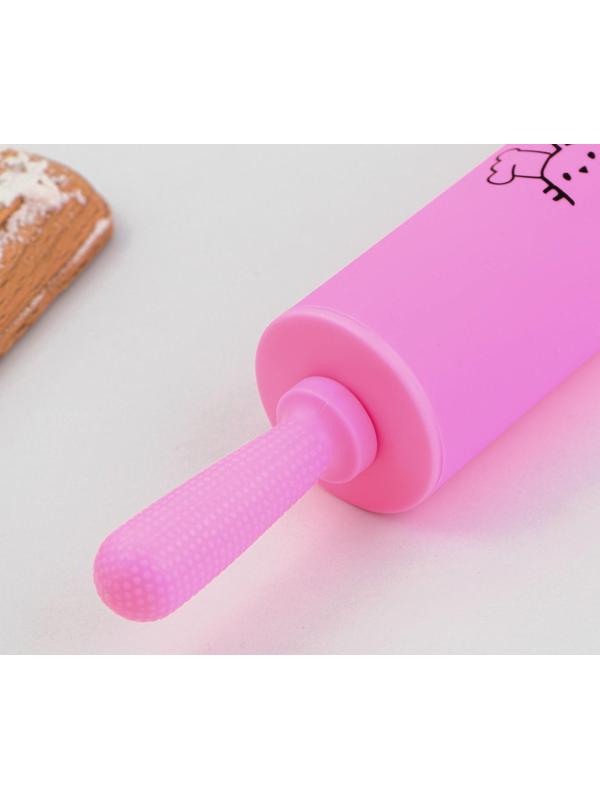 Скалка «Порадуй себя», 31 х 4.2 см, силикон, пластик, цвет розовый