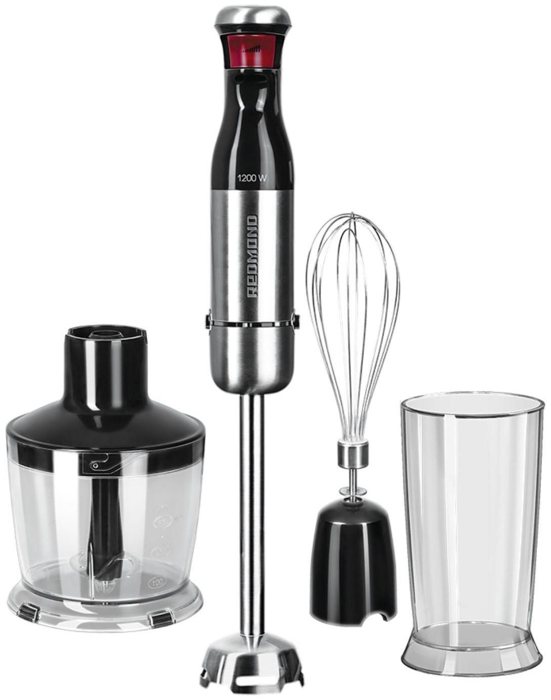 Блендер Redmond RHB-2980, погружной, 1200 Вт, измельчитель 0.5 л, черно-серебристый