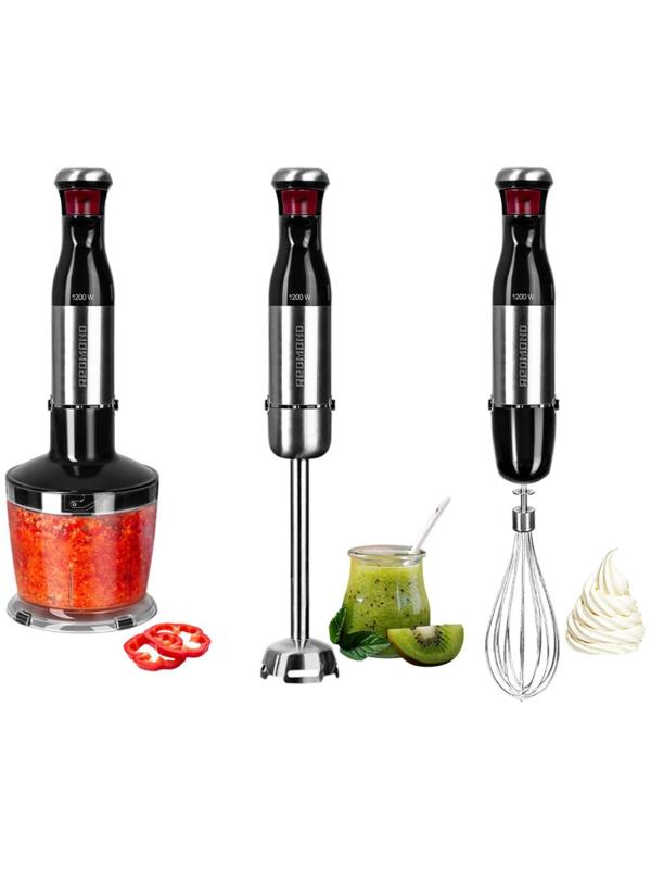 Блендер Redmond RHB-2980, погружной, 1200 Вт, измельчитель 0.5 л, черно-серебристый