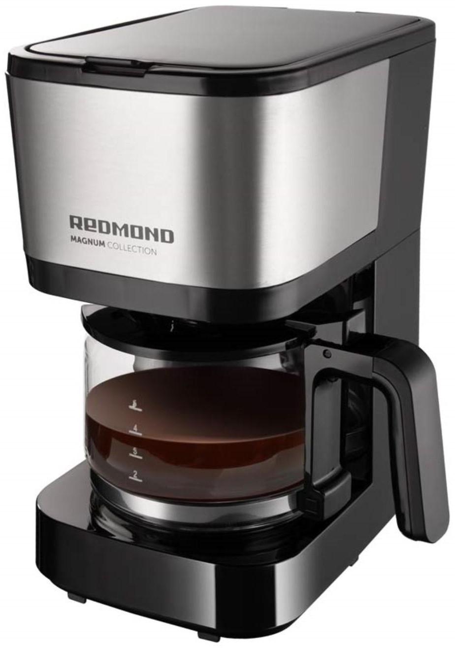Кофеварка REDMOND RCM-M1531, капельная, 600 Вт, 0.6 л, чёрно-серебристая