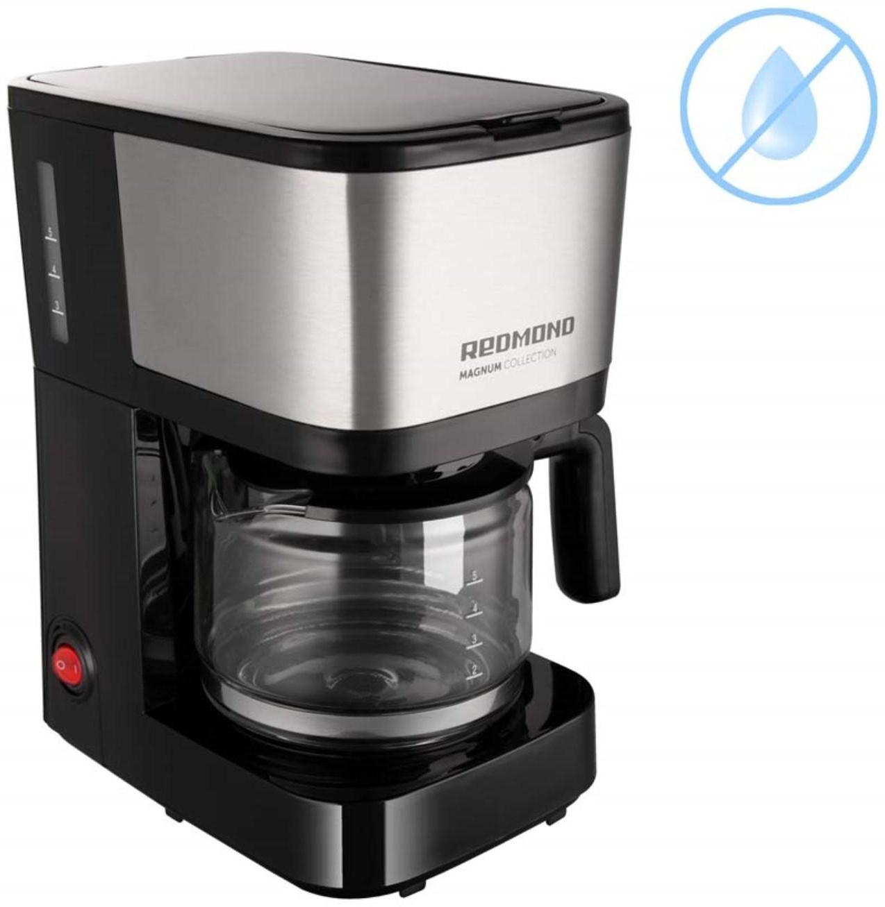 Кофеварка REDMOND RCM-M1531, капельная, 600 Вт, 0.6 л, чёрно-серебристая
