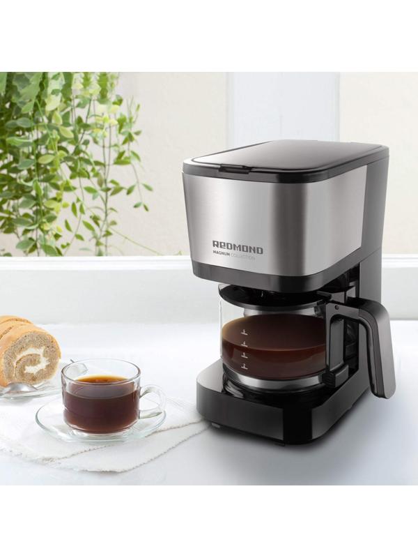 Кофеварка REDMOND RCM-M1531, капельная, 600 Вт, 0.6 л, чёрно-серебристая