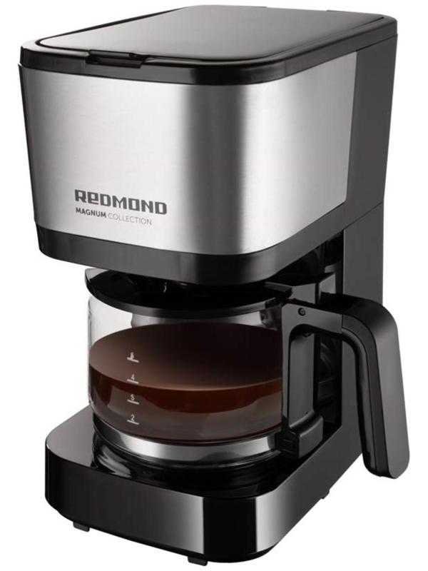 Кофеварка REDMOND RCM-M1531, капельная, 600 Вт, 0.6 л, чёрно-серебристая
