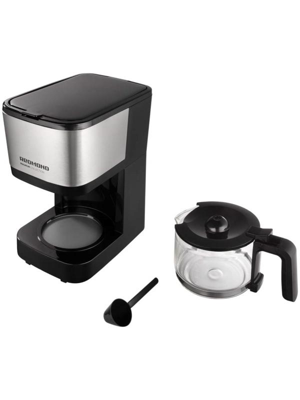 Кофеварка REDMOND RCM-M1531, капельная, 600 Вт, 0.6 л, чёрно-серебристая
