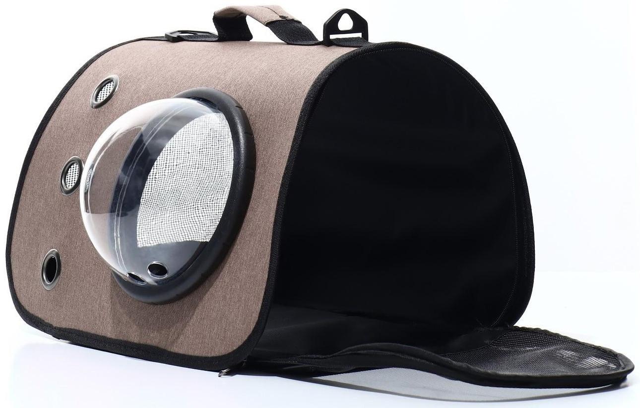 Сумка-переноска для животных с иллюминатором, 40 х26 х26, коричневая