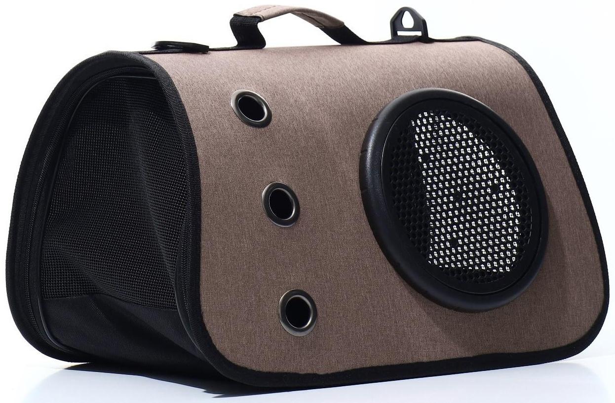 Сумка-переноска для животных с иллюминатором, 40 х26 х26, коричневая