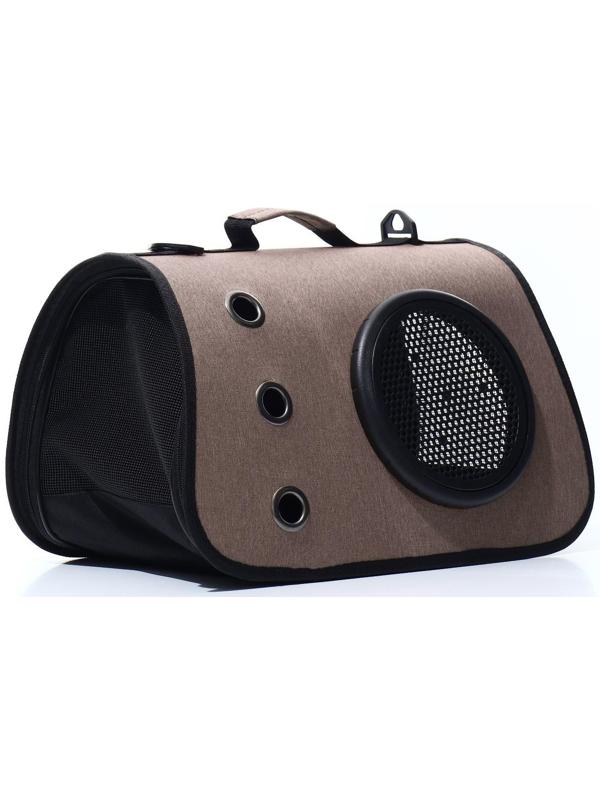 Сумка-переноска для животных с иллюминатором, 40 х26 х26, коричневая