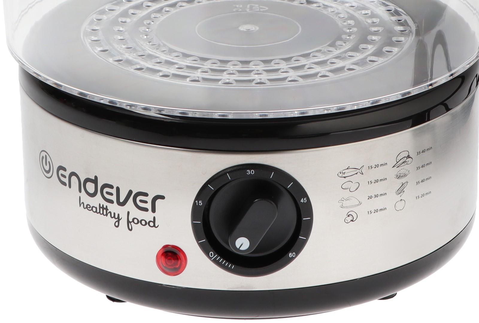 Пароварка Endever Vita-173, электрическая, 800 Вт, 6 л, 3 яруса, чёрно-серебристая