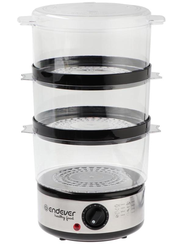 Пароварка Endever Vita-173, электрическая, 800 Вт, 6 л, 3 яруса, чёрно-серебристая