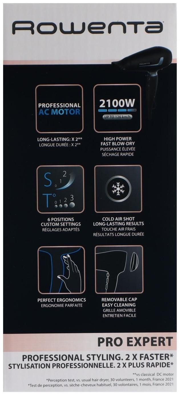 Фен Rowenta CV8820F0, AC мотор, 2100 Вт, 3 температуры, 2 скорости, хол. воздух, шнур 1.8 м