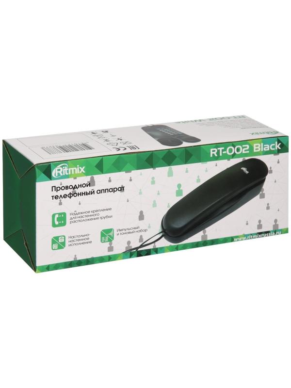Проводной телефон Ritmix RT-002, пауза, повтор, импульсный набор, черный
