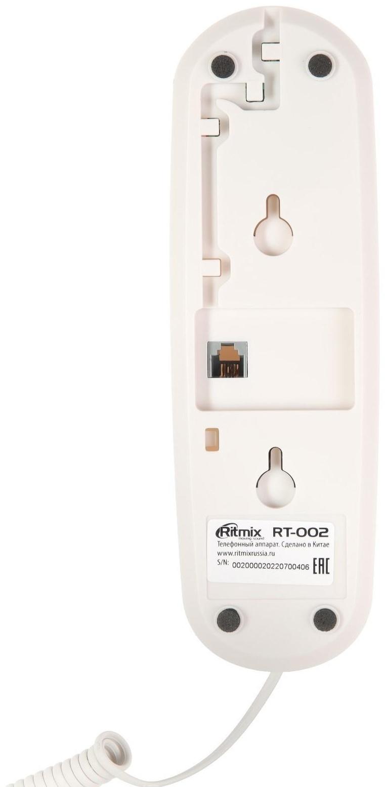 Проводной телефон Ritmix RT-002, пауза, повтор, импульсный набор, белый