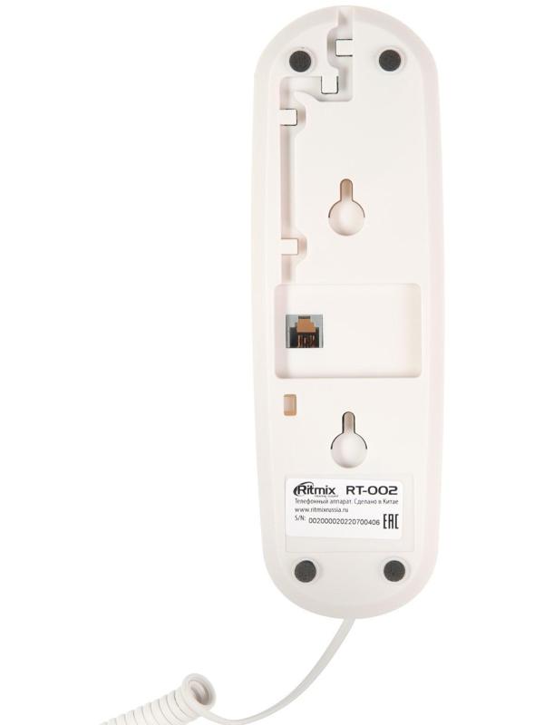 Проводной телефон Ritmix RT-002, пауза, повтор, импульсный набор, белый