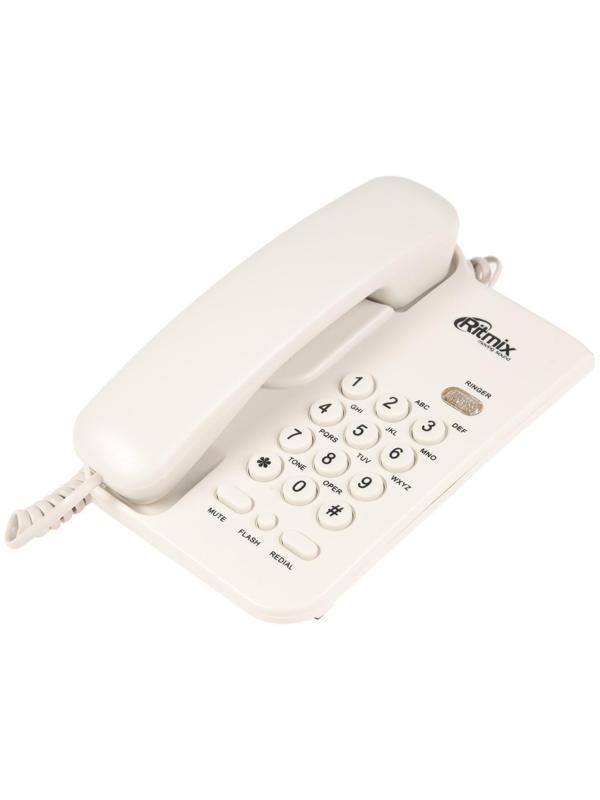 Проводной телефон Ritmix RT-311, повтор, отключение микрофона, индикация, белый