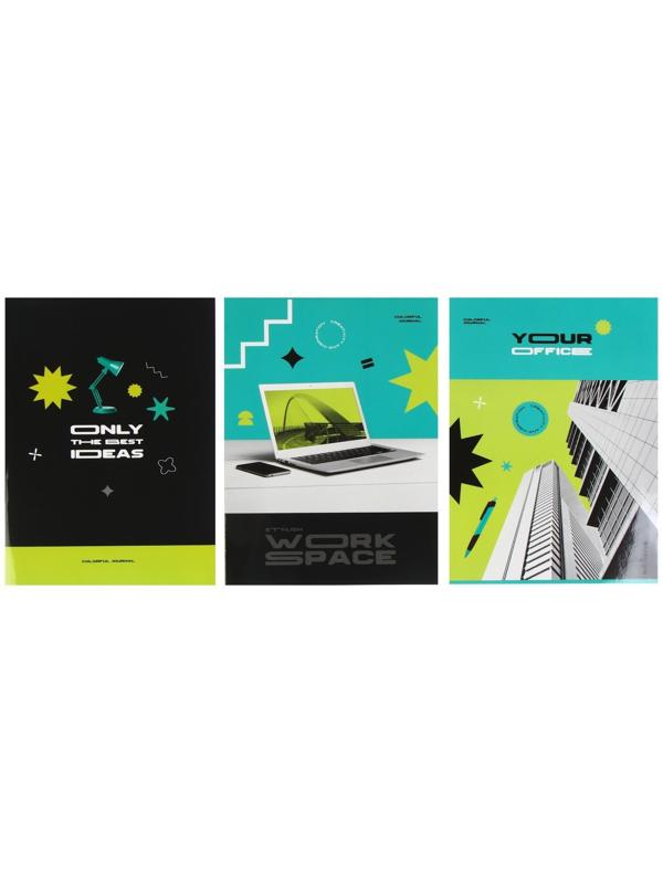 Тетрадь А4, 48 листов в клетку Work space, обложка мелованный картон, глянцевая ламинация, блок офсет / Микс 1 шт.
