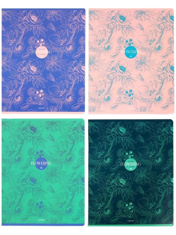 Тетрадь 48 листов в клетку Flowering, обложка мелованный картон, блок офсет 65 г/м2 / Микс 1 шт.