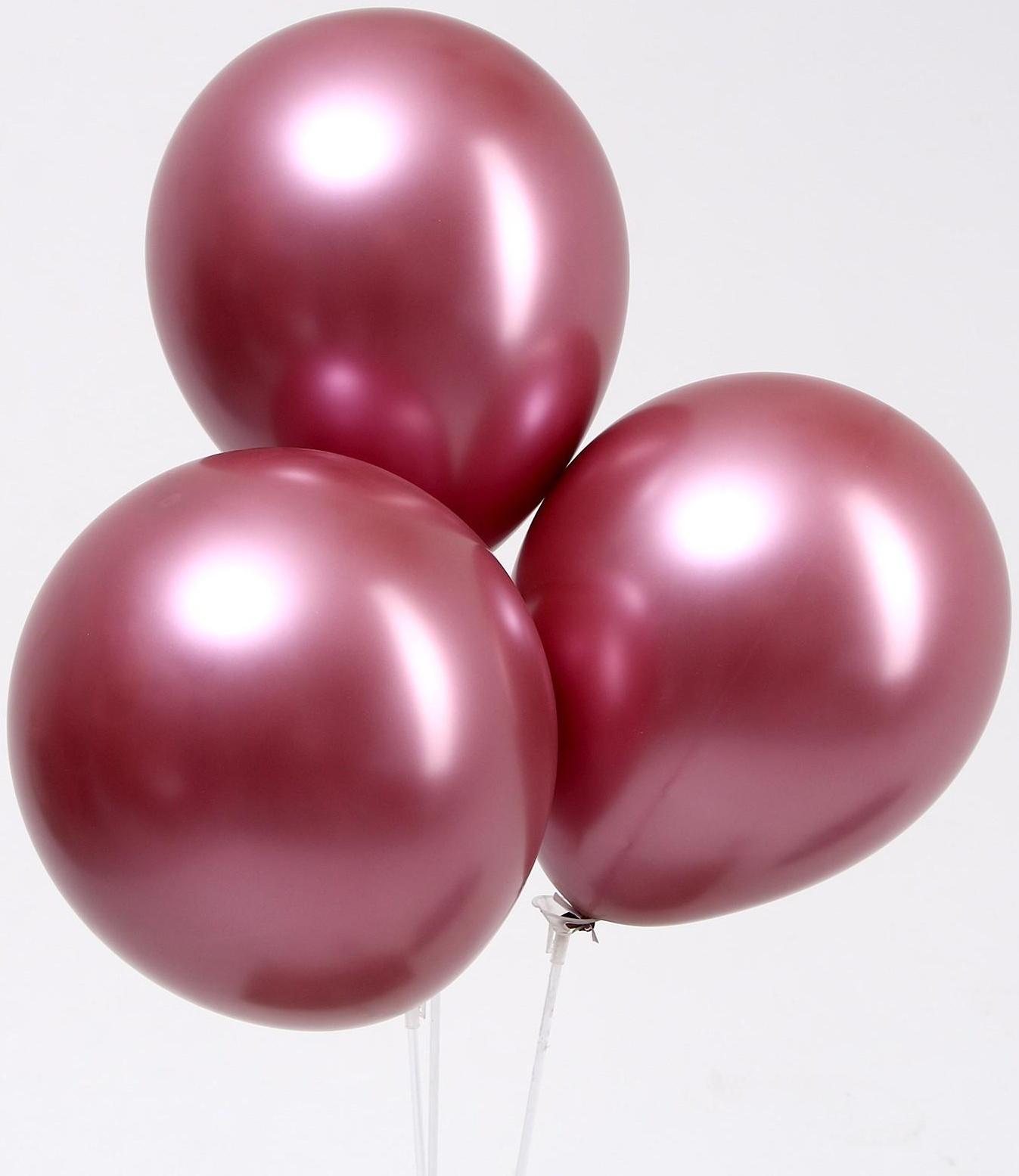 Шар латексный 9“, хром, набор 100 шт, цвет насыщенный бордо