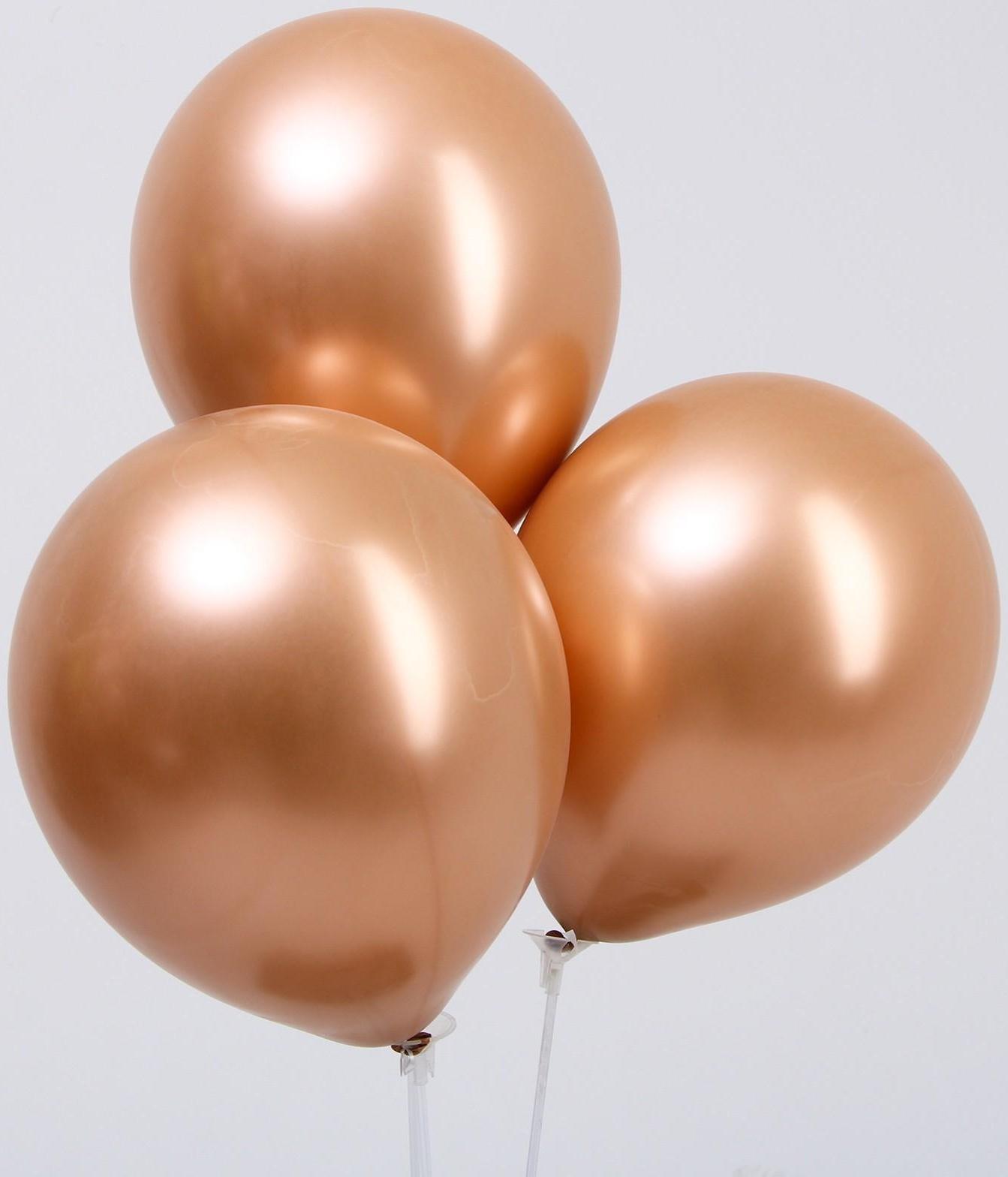 Шар латексный 9“, хром, набор 100шт, цвет  мягкая бронза