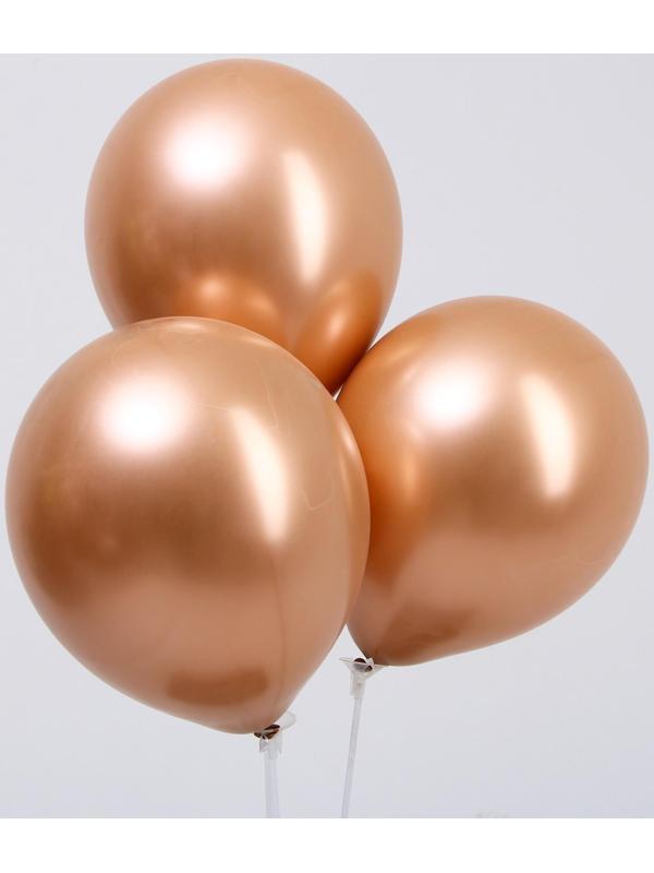 Шар латексный 9“, хром, набор 100шт, цвет  мягкая бронза