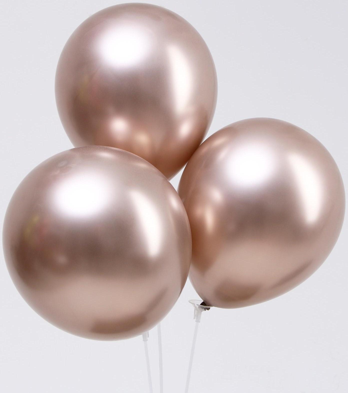 Шар латексный 9“, хром, набор 100 шт, цвет металлический бронзовый